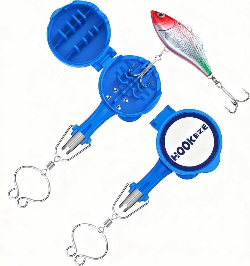 HOOK-EZE 4-in-1 Fishing Knot Tying Tool, Treble Hook Covers Keeps Lures Safe, Hook Sharpener, Lure Wraps for Fishing Rod, Fishing Line Cutter Accessories Gifts for Anglers Fishermen - Image 1